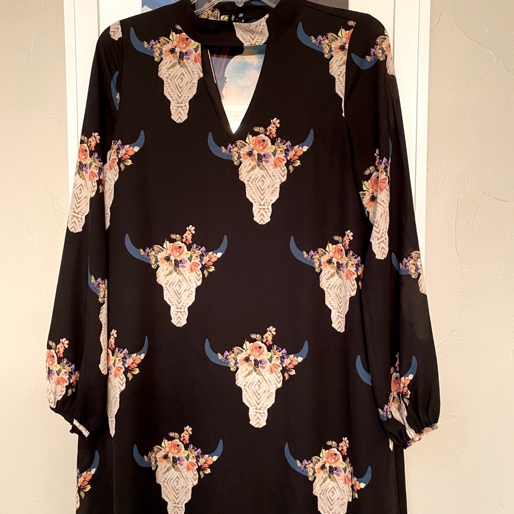 Alter’d State Cow Skull Shift Dress Size S